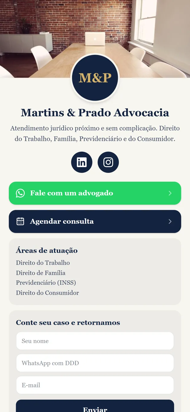 Exemplo de biosite: Advocacia